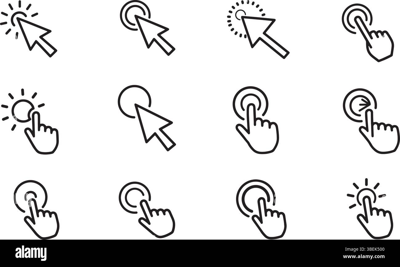 Cursor Cursor Mausklick Handsymbol Interaktives Mausklick Cursor Vektor-Illustration für Web-UI und Digital Design Stock Vektor