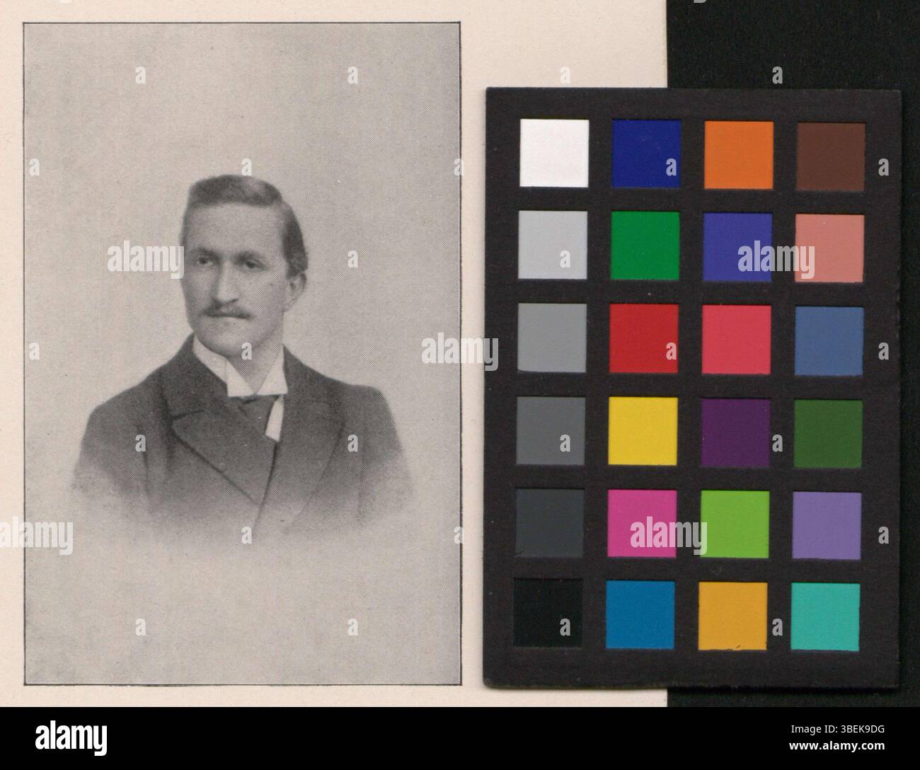 Reproduktion eines Schwarzweißfotos mit Willy Reber zwischen 1877 und 1897. Stockfoto