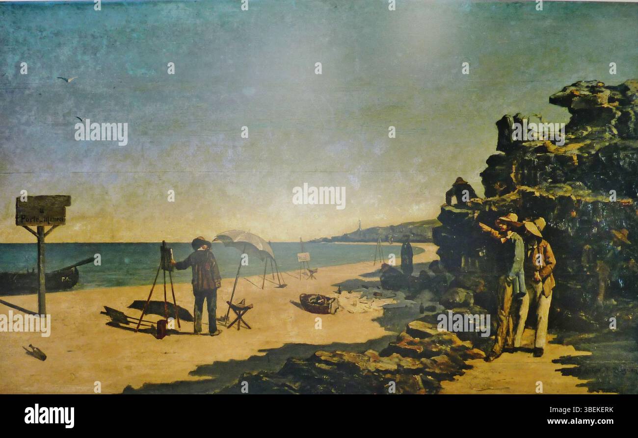 * Enseigne de la Pension Gloanec* (um 1880) von Fernand Quignon und Hermanus-Franciscus Van den Anker ist ein Ölgemälde, das ein Schild für die Pension Gloanec in Pont-Aven darstellt. Das Werk repräsentiert das künstlerische Leben in der Region zu dieser Zeit. Stockfoto