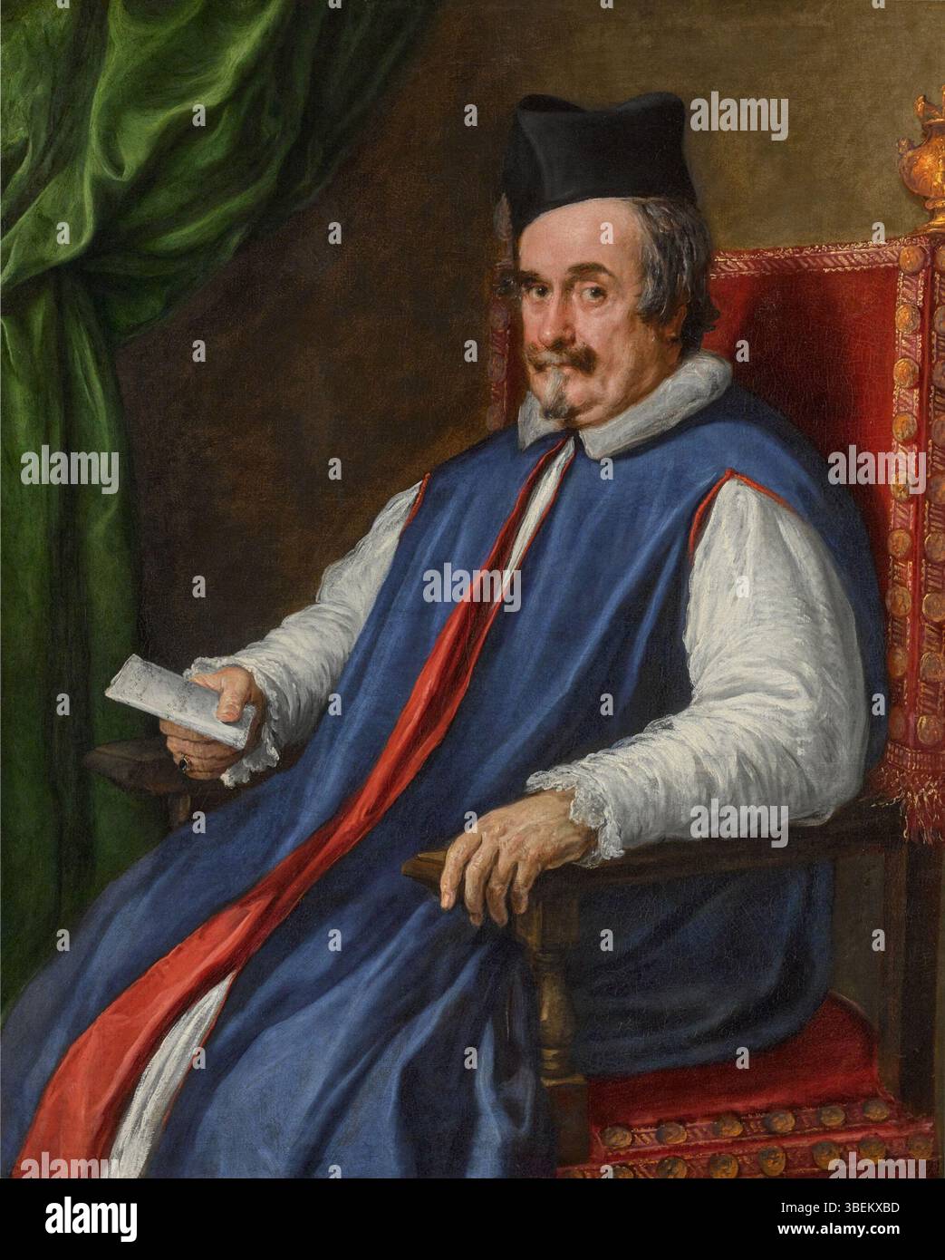 Dieses Porträt von Diego Velázquez zeigt Monsignore Cristoforo Segni (1661), der Papst Innozenz X. als Maggiordomo diente. Das Gemälde aus dem 17. Jahrhundert ist ein wichtiges Werk aus dem spanischen Barock. Stockfoto