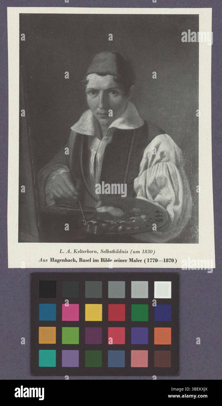 Dieses um 1830 entstandene Schwarzweiß-Bild zeigt Ludwig Adam Kelterborn. Es handelt sich um eine Reproduktion eines historischen Porträts, das das Bild des Motivs in einem typischen Stil des 19. Jahrhunderts einfängt. Stockfoto