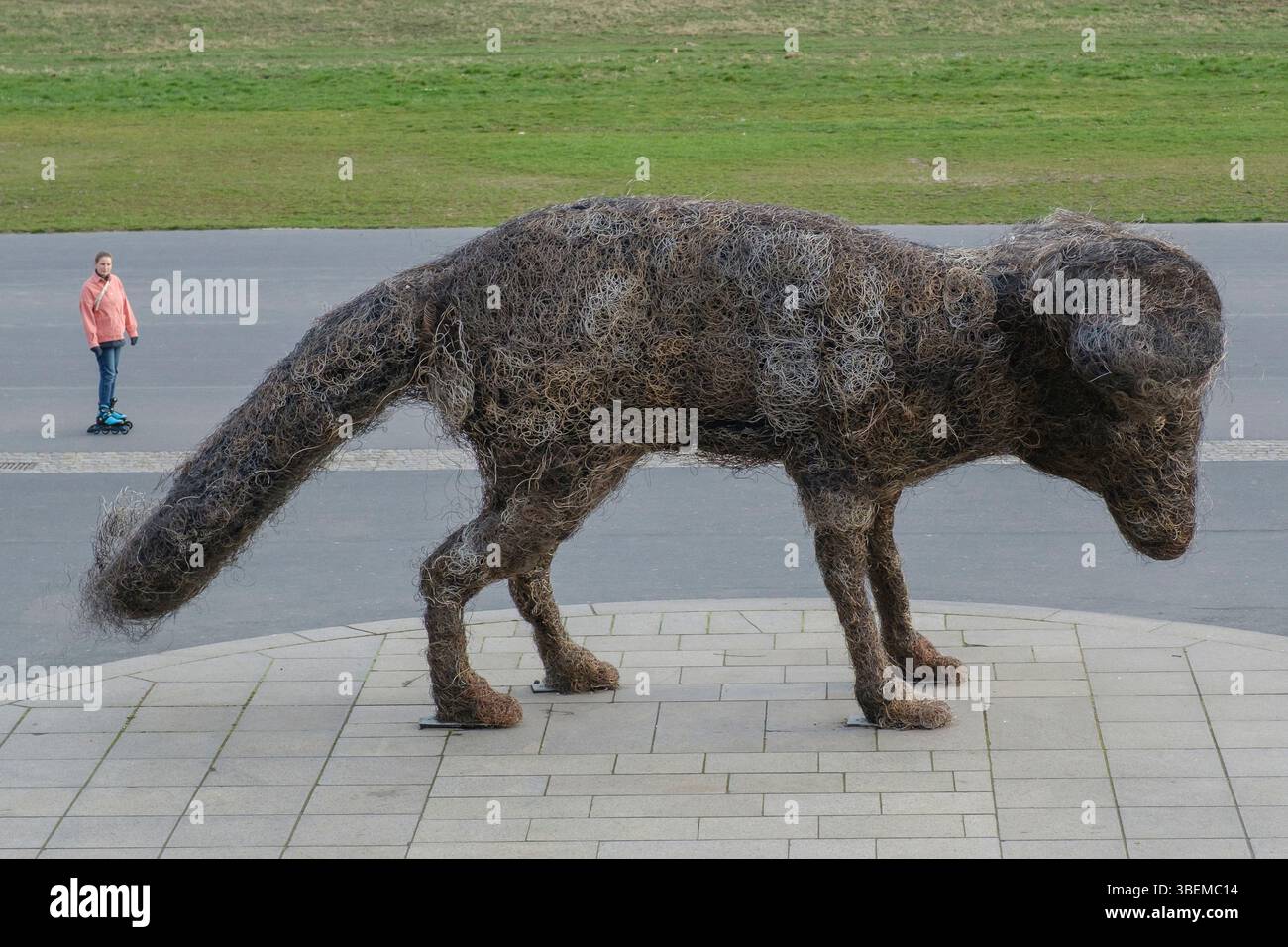 Skulptur Vulpes Gott aus Prag am Elbufer in Dresden Stockfoto