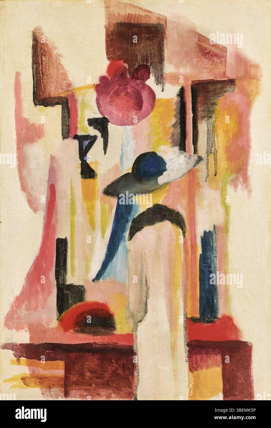 Ein Gemälde von August Macke aus dem Jahr 1913 mit dem Titel „Study for Bright Shop Window“, entstanden in Bonn. Stockfoto