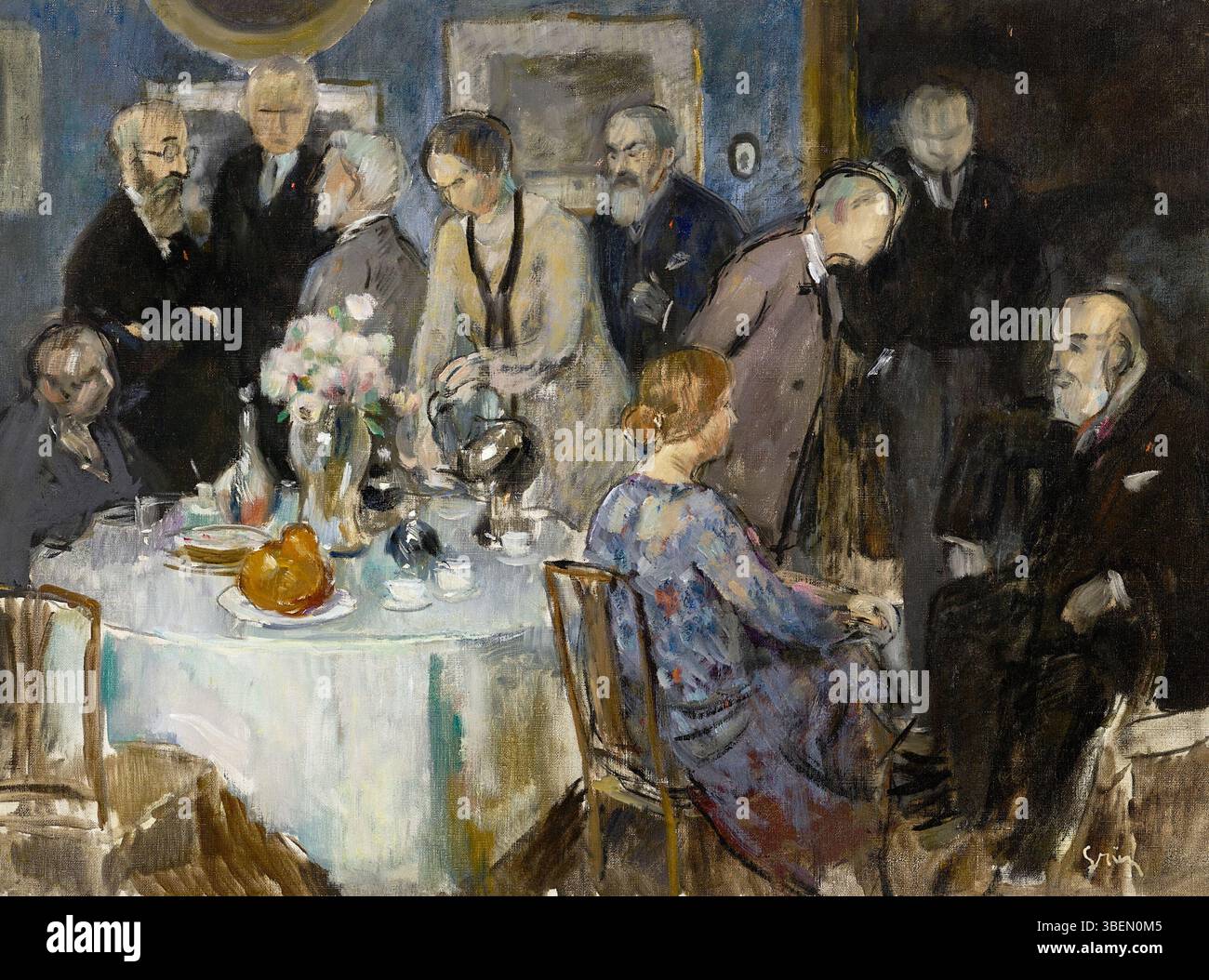 Jules-Alexandre Grün (1868–1938) schuf die „Etude pour un groupe d’artistes“, eine Studie für eine größere Komposition von Künstlern, die den kreativen Prozess hinter seiner Darstellung von Künstlern in einem sozialen Kontext veranschaulicht. Stockfoto