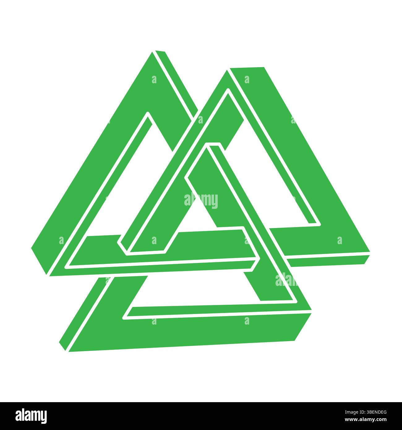Unmögliche Formen. Logo. Sakrale Geometriefiguren. Optische Täuschung. Abstrakte ewige geometrische Objekte. Unmöglich endlose Kontur. Optische Kunst Stock Vektor
