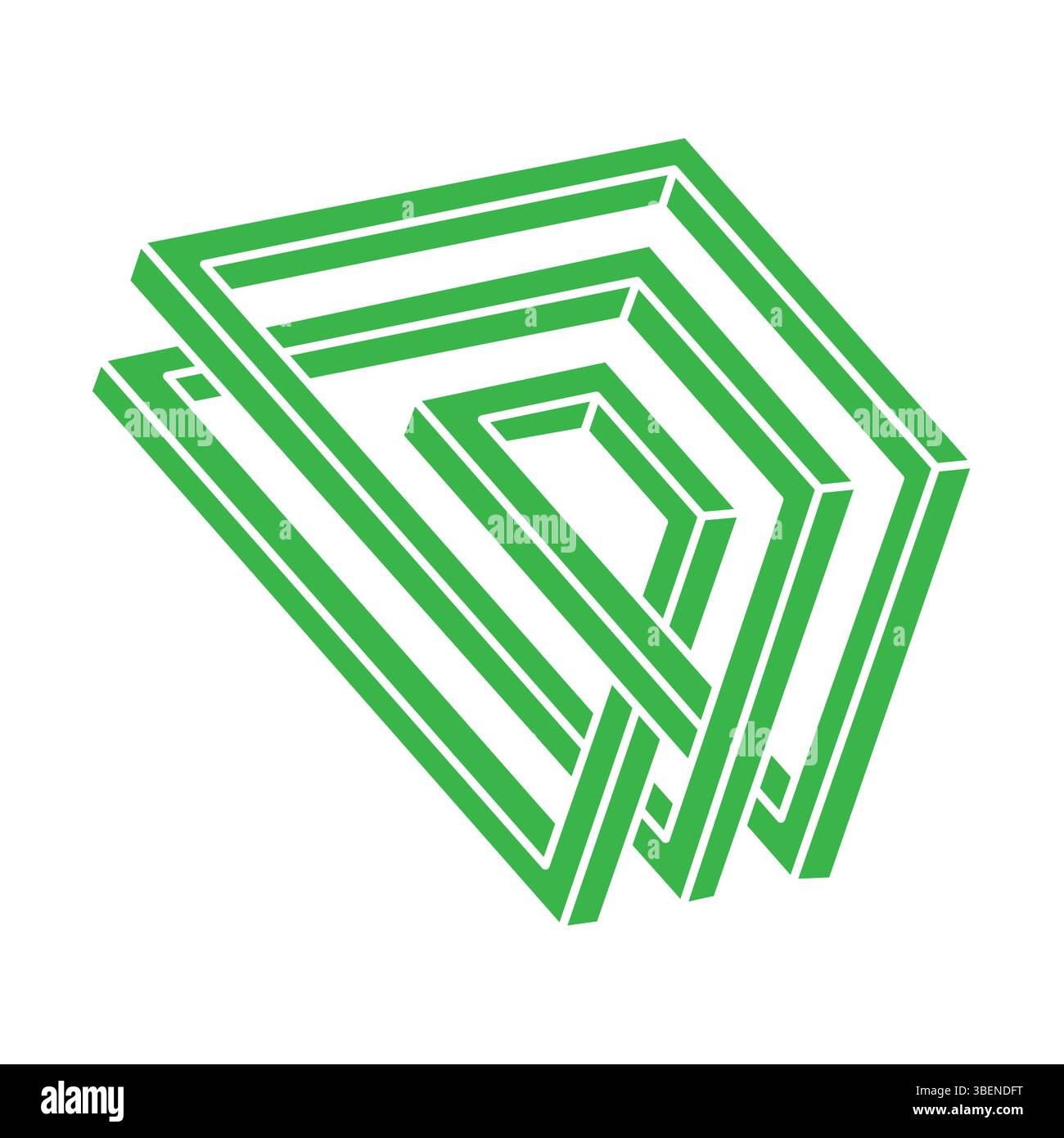 Illusionsformen. Logo für 3D-Geometrie. Optische Illusionsfiguren. Heiliges Geometrieobjekt. Stock Vektor