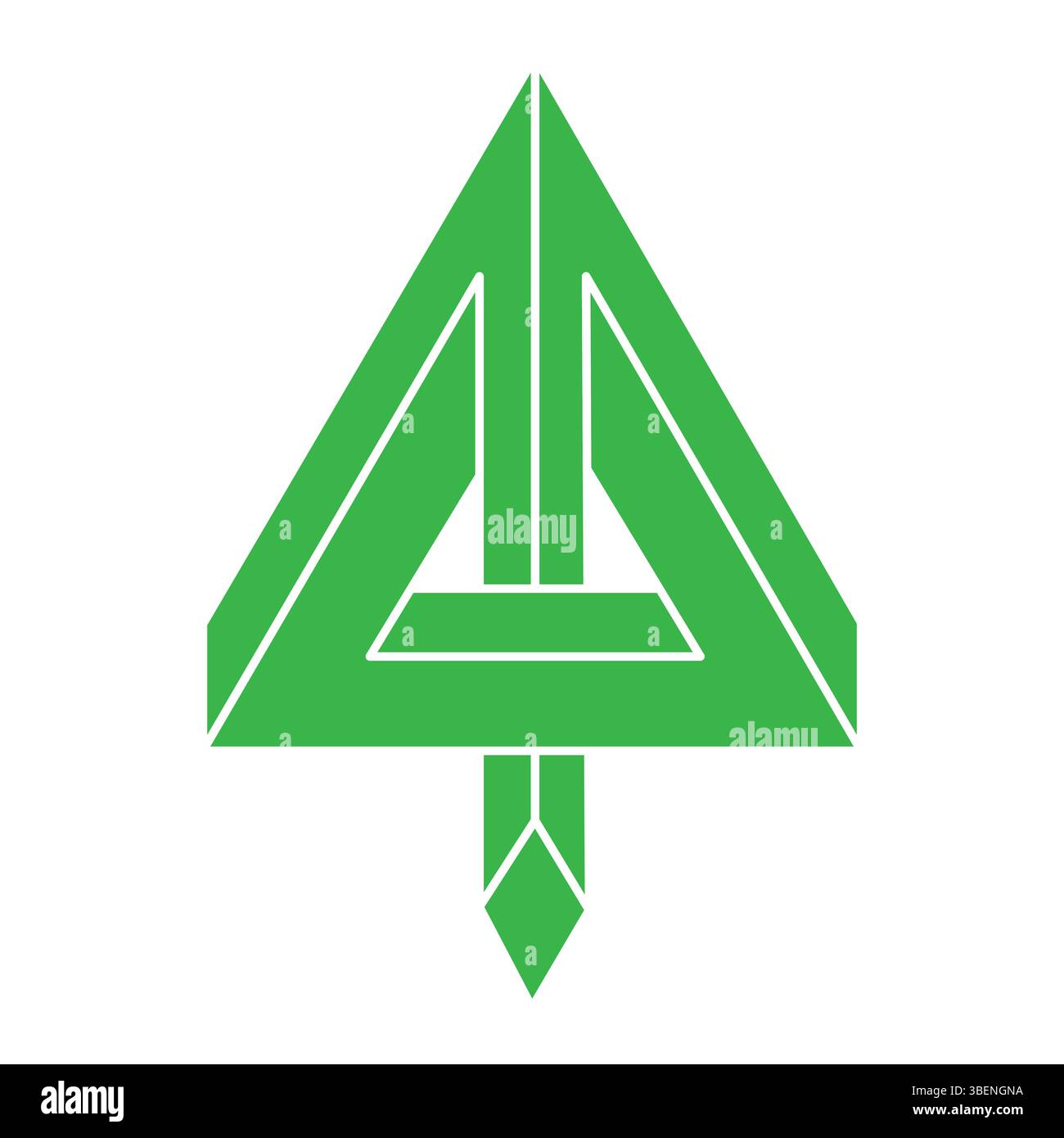 Unmögliche Formen. Sakrale Geometriefiguren. Optischer Illusionspfeil. Abstrakte ewige geometrische Objekte. Unmöglich endlose Kontur. Logo. Unmöglich Stock Vektor