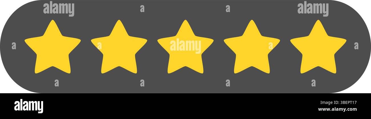 Dark Rating-Symbol mit fünf Goldsternen Stock Vektor