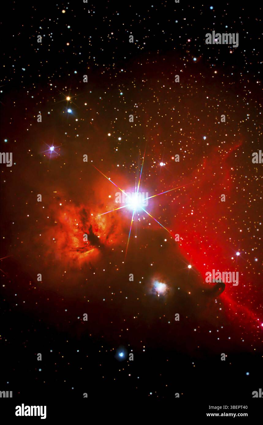 Horsehead-Nebelregion - B 33 (Region Orion - Barnard 33 - Star Alnitak) Stockfoto