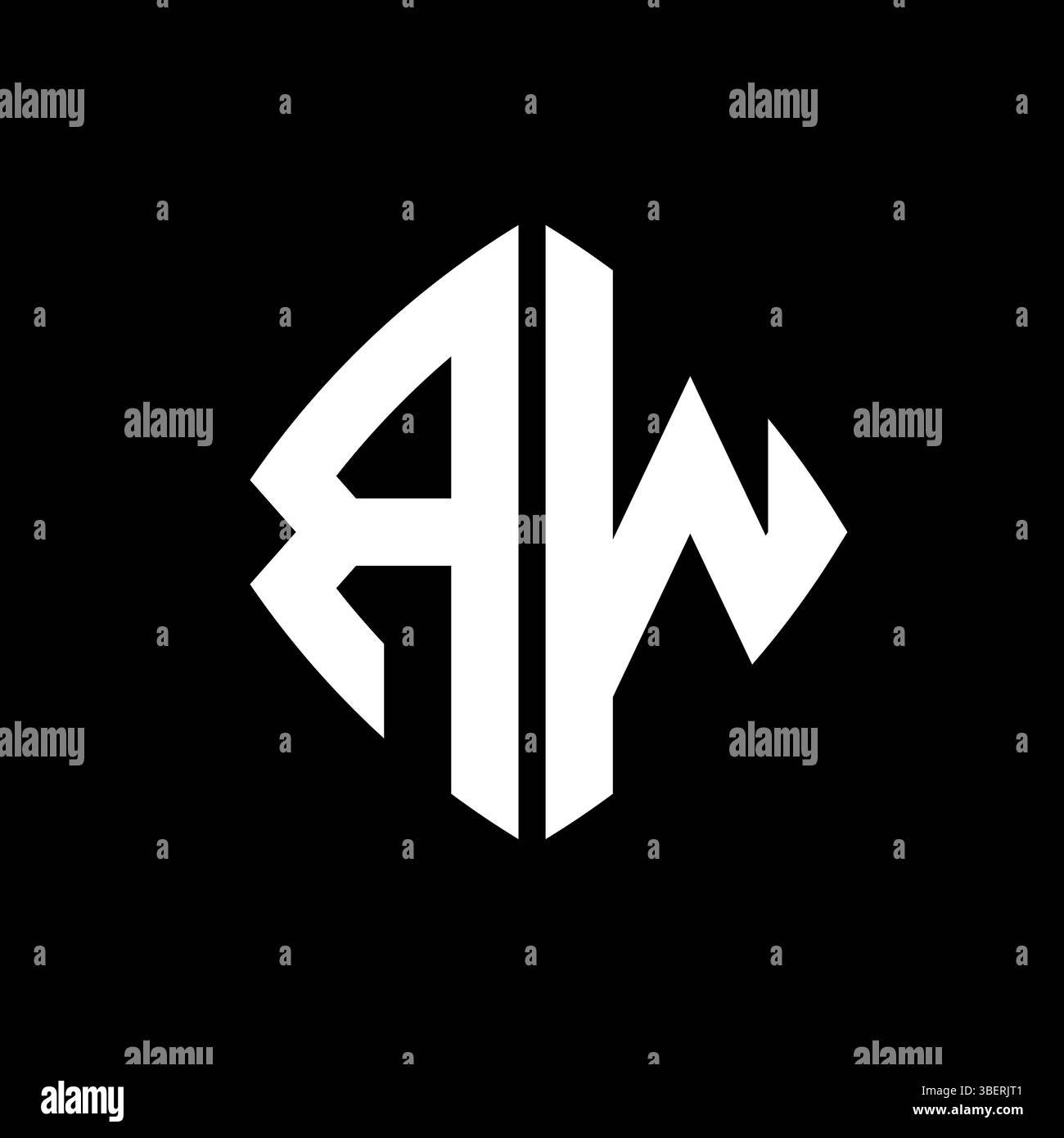 RW Logo Initial Monogramm mit geometrischem, modernem, rechteckigem, abgerundetem Design im isolierten Hintergrund, minimalistisches Logo in geometrischer Form. Stock Vektor