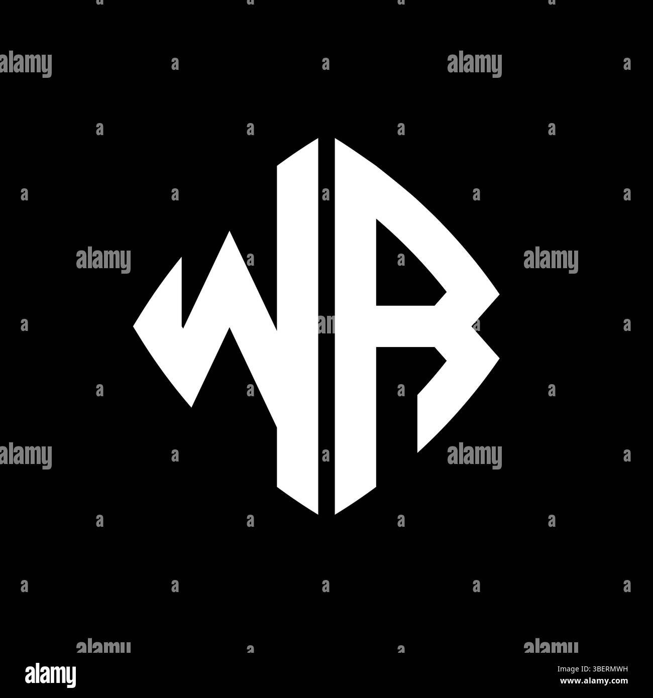 Initial-Monogramm des WR-Logos mit geometrischem, modernem rechteckigem, abgerundetem Design auf isoliertem Hintergrund, minimalistisches Logo in geometrischer Form. Stock Vektor