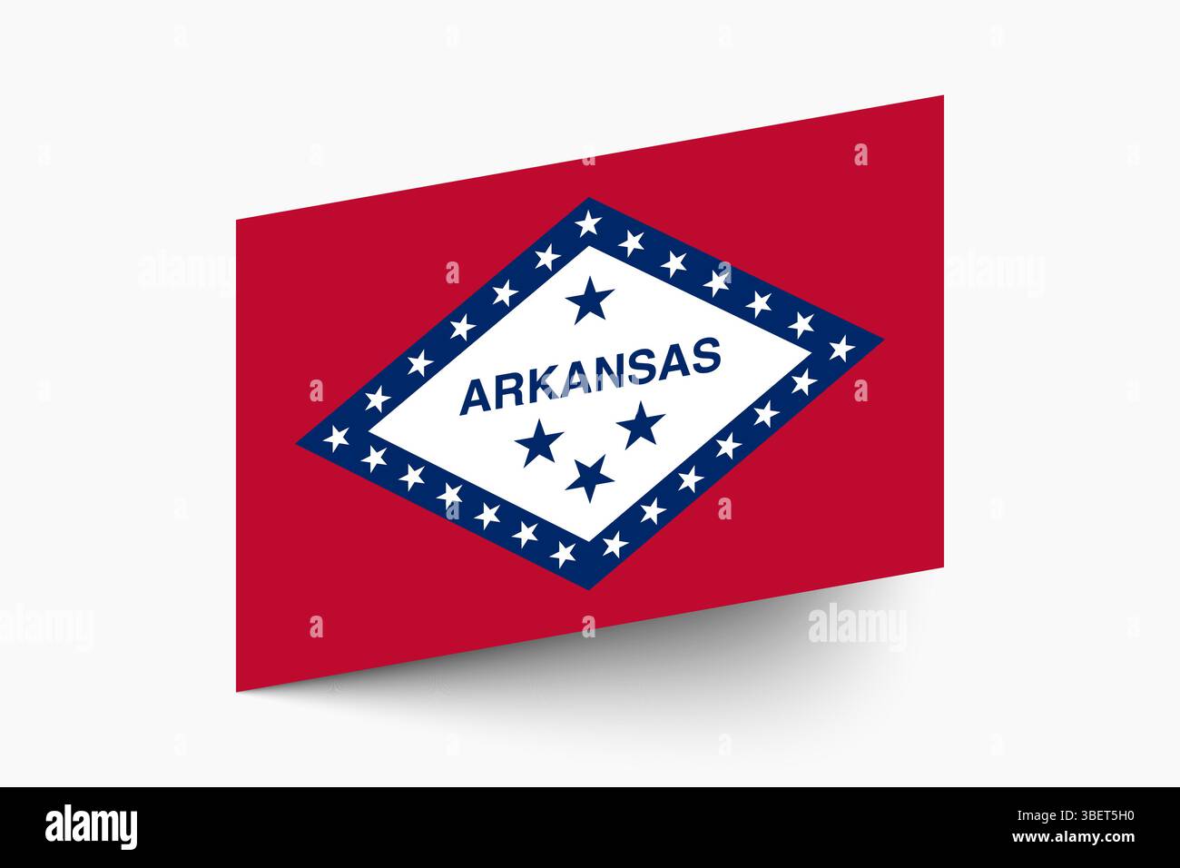 Flagge von Arkansas. Arkansas Flagge offizielle Farben geneigtes Symbol digitale Vektor Illustration Design. Stock Vektor