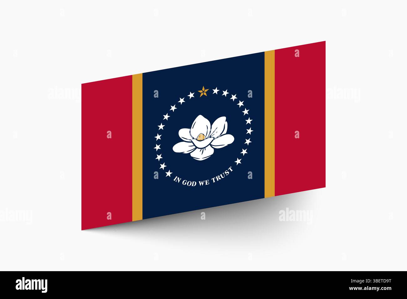 Flagge von Mississippi. Mississippi Flagge offizielle Farben geneigtes Symbol digitale Vektor Illustration Design. Stock Vektor