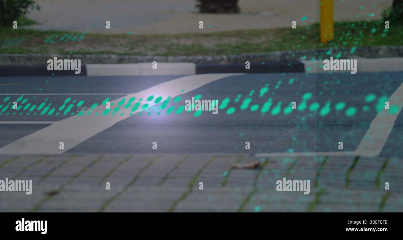 Mehrere sich ändernde Zahlen und Datenverarbeitung im Zeitablauf des Stadtverkehrs Stockfoto