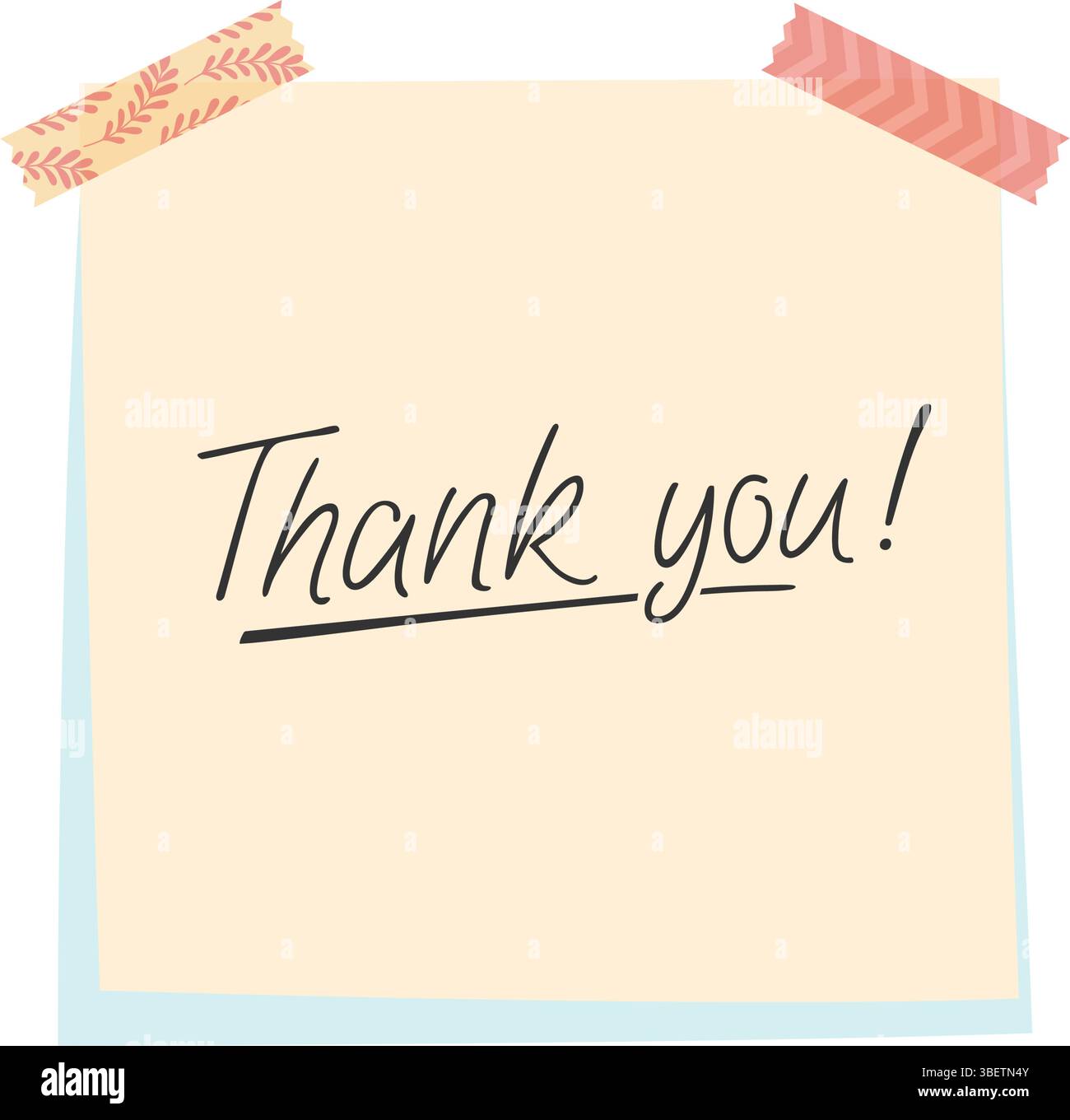 Süß und einfach Danke, Haftnotizen mit floralen Akzenten, perfekt für Grußkarten, Einladungen oder Danksagungen. Stock Vektor