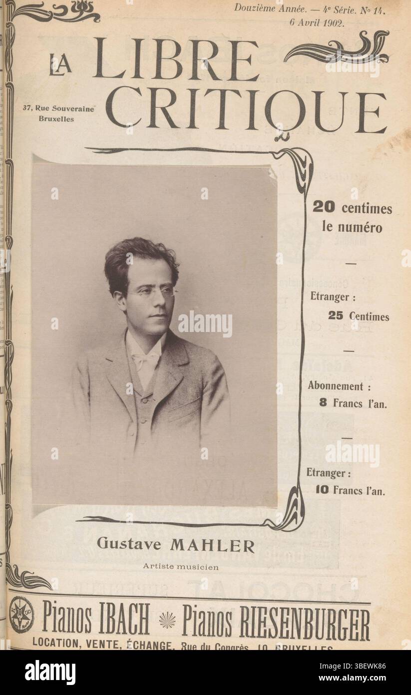 Gustave Mahler, Porträt von Gustav Mahler, Recto - gedruckt, fotomechanischer Druck, Seite, Fotos, fotografische illustrierte Bücher, Künstler Musiker, Höhe 134 mm, Breite 97 mm, Macher, 1897 - 1902, Papier, Kollotypen, heller Druck Stockfoto