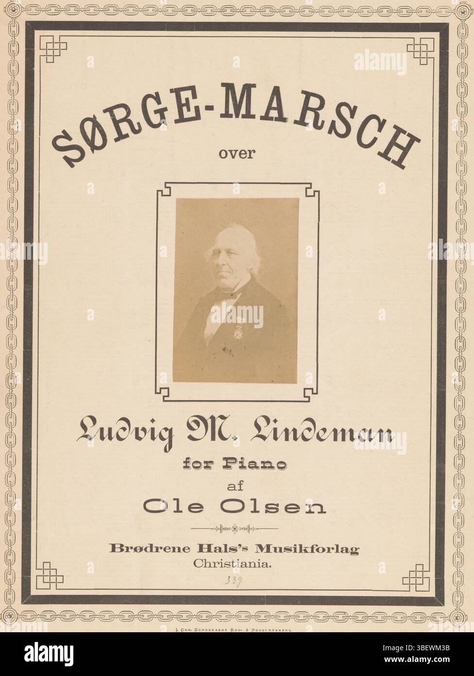 Sorge-marsch über Ludvig M. Lindeman [Bladmuziek], Sorge-marsch über Ludvig M. Lindeman [Bladmuziek], Buch, Noten, Fotos, fotografische Illustrationen, Höhe 327 mm, Breite 249 mm, Dicke 1 mm Stockfoto