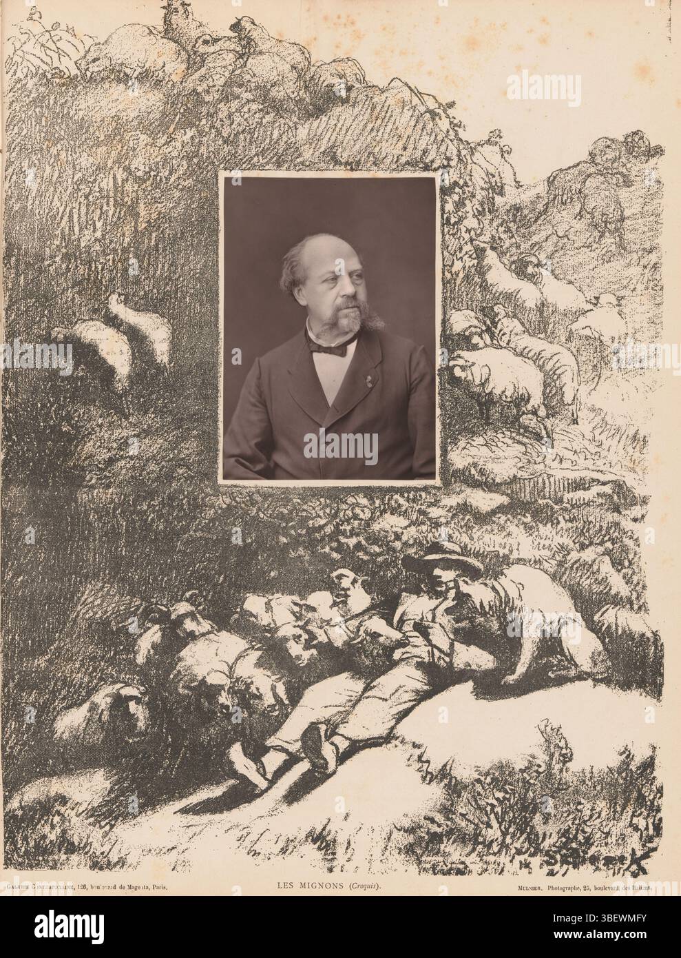 Goupil & Cie, Mulnier, Porträt August Friedrich Albrecht Schenck, fotomechanischer Druck, Seite, Fotos, fotografische illustrierte Bücher, Höhe 335 mm, Breite 253 mm, Fotograf, 1871 - 1876, Papier, Holzburytyp, Französisch, Klischeemacher, Macher, Macher Stockfoto