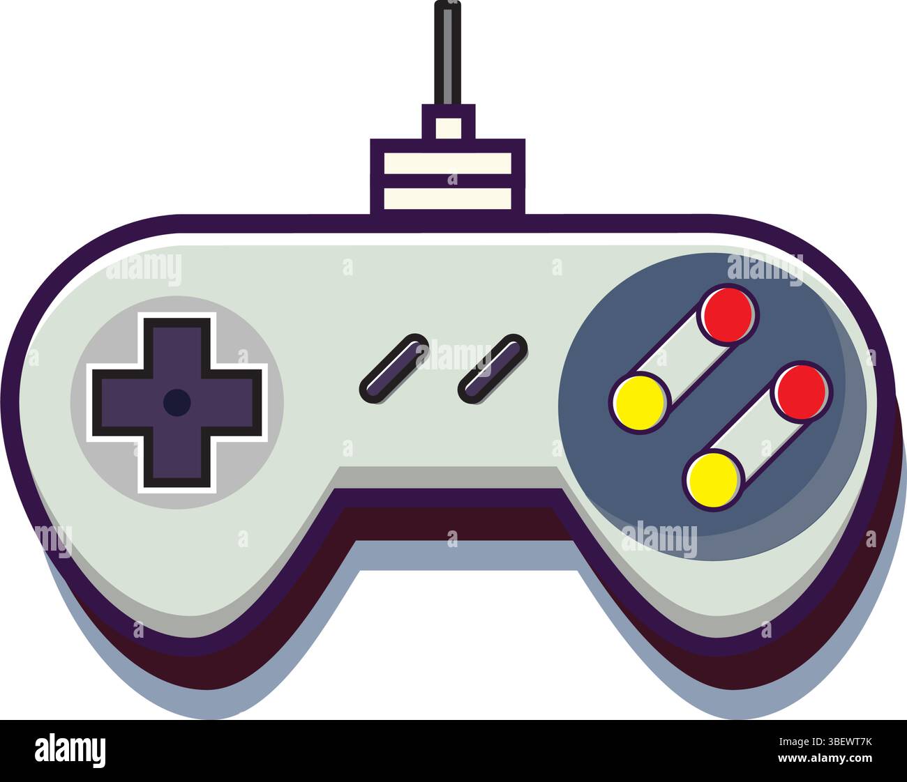 Retro 90s Gamepad Controller Illustration auf weißem Hintergrund Stock Vektor