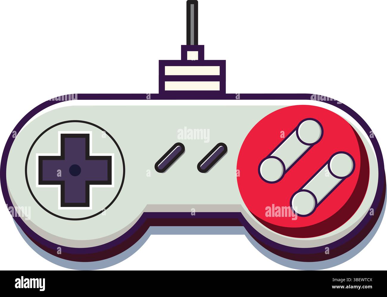 Retro 90s Gamepad Controller Illustration auf weißem Hintergrund Stock Vektor