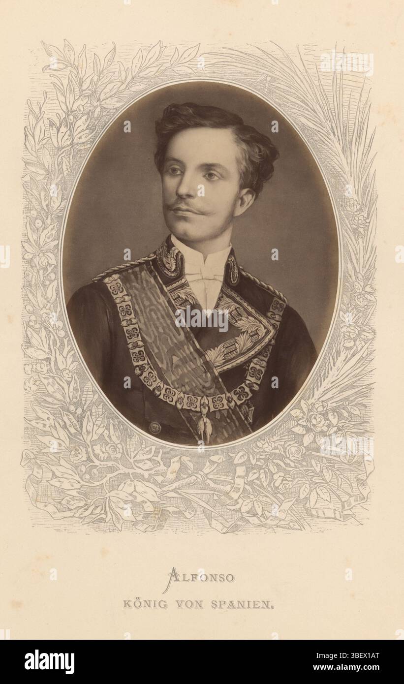 Fotoreproduktion des Gemäldes: Porträt von Alfonso, König von Spanien, Foto, Fotos, Höhe mm, Breite mm, Fotograf, 1880 - 1880, viertes Viertel 19. Jahrhundert, Albumendruck, Albumindruck Stockfoto