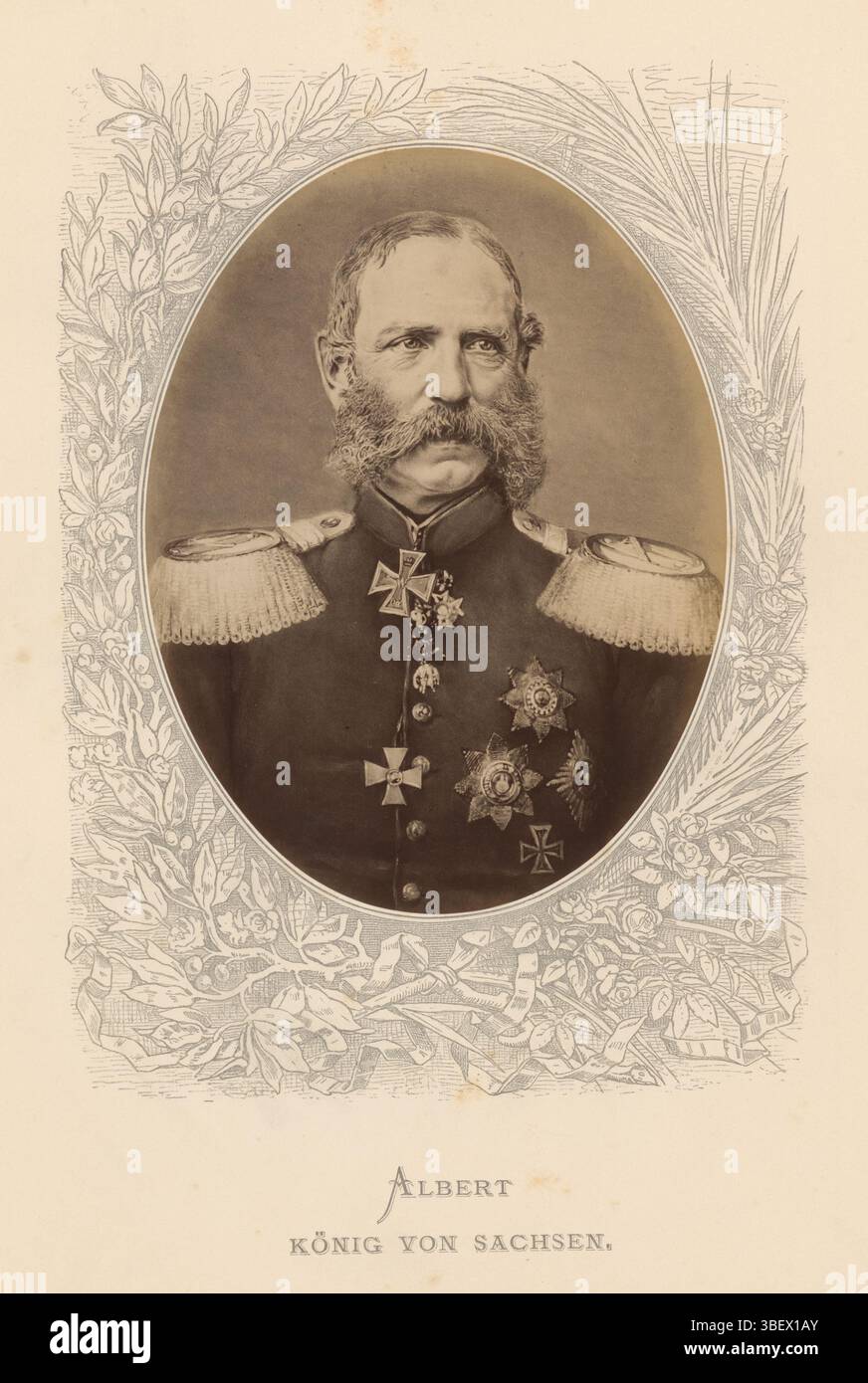 Fotoreproduktion des Gemäldes: Porträt von Albert, König von Sachsen, Foto, Fotos, Höhe mm, Breite mm, Fotograf, 1880 - 1880, viertes Viertel 19. Jahrhundert, Albumendruck, Albumindruck Stockfoto