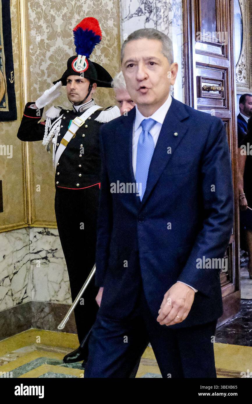 Roma, Italien. 30. Mai 2025. Fabio Panetta, Governatore Banca d'Italia, in occasione della relazione annuale sul 2024 della Banca d' Italia, thouazioni finali del Governatore. Roma, Venerdì 30 Maggio 2025 (Foto Mauro Scrobogna/LaPresse) Fabio Panetta, Gouverneur der Bank von Italien, anlässlich des Jahresberichts 2024 der Bank von Italien, abschließende Überlegungen des Gouverneurs. Rom, Freitag Mai 30 2025. (Foto: Mauro Scrobogna/LaPresse) Credit: LaPresse/Alamy Live News Stockfoto