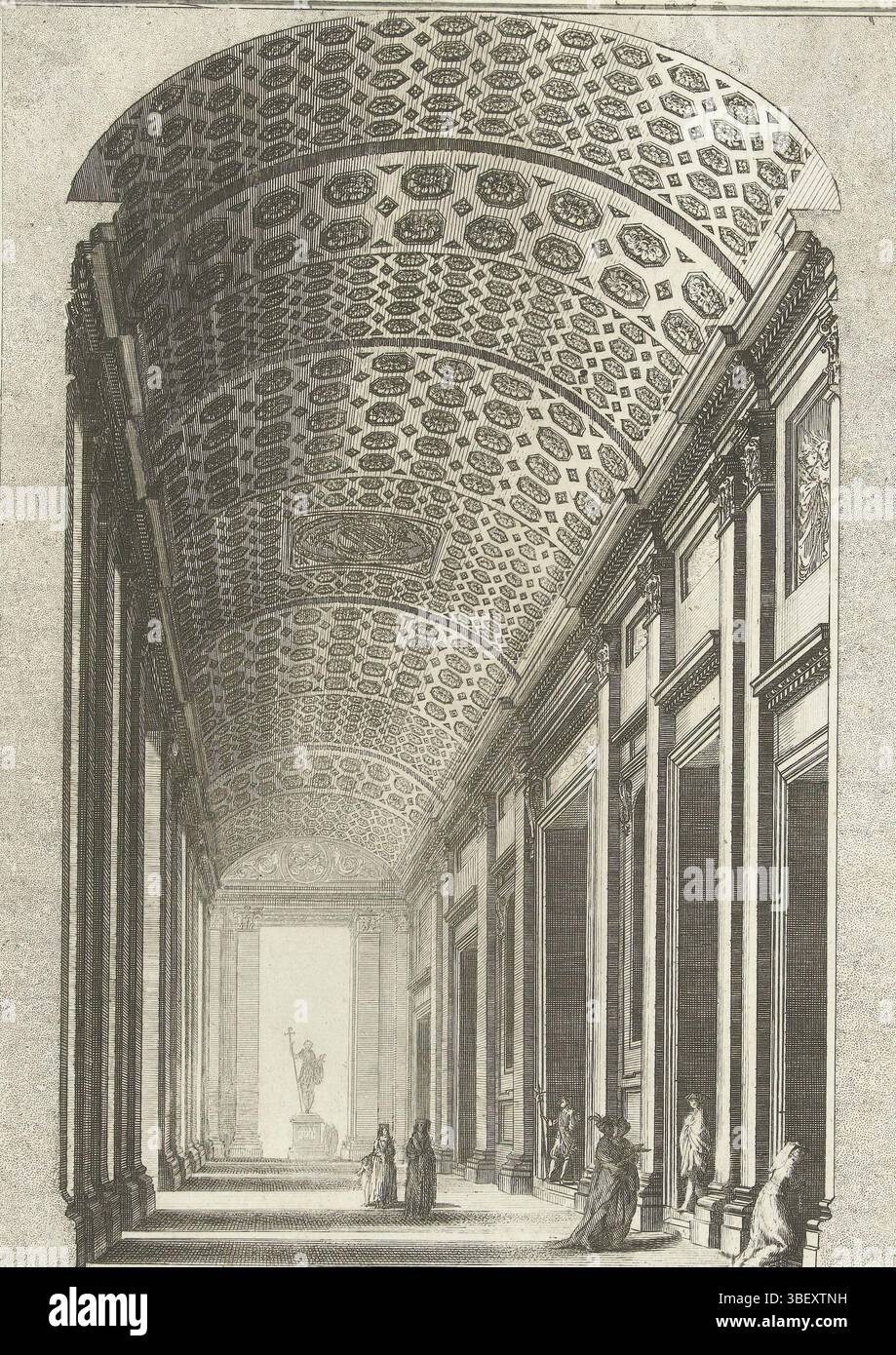Italien, Galilei, Alessandro, Italien, Lüttich, de, Veduta Interiore del Portico di S. Giovanni Laterano, Päpstliche Basilika Saint-Jan van Lateranen, Druck, Ornamentdrucke, Drucke, Höhe 190 mm, Breite 200 mm, Druckerei, 1700 - 1760, 1. Quartal 18. Jahrhundert, 2. Quartal 18. Jahrhundert, Papier, Gravur, Arbeitskonzept, nach Entwurf, Publikation (Event), Publikation, Verlag Stockfoto