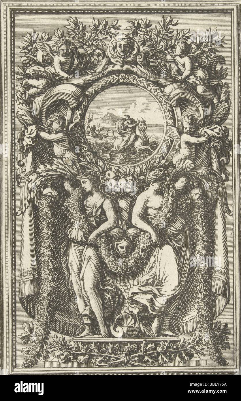 Louis XIV (König von Frankreich), Paris, Mariette, Pierre (II), Frankreich, Lepautre, Jean, Ornemens de Paneaux, Paneel trafen sich mit dem beständigen van Europa in Medaillon, Druck, Ornamentdrucken, Drucken, Höhe 222 mm, Breite 149 mm, Frans, 1618-6-28 - 1682-02-02, Druckmaschine, 1655-1657, drittes Viertel 17. Jahrhundert, Papier, Ätzen, Werkkonzeption, nach eigenem Entwurf, Publikation (Event), Publikation, 1634 - 1716, Verlag, Französisch, 05.09.1638, 1715.09.09.01, Ausübung der Privilegien" Stockfoto