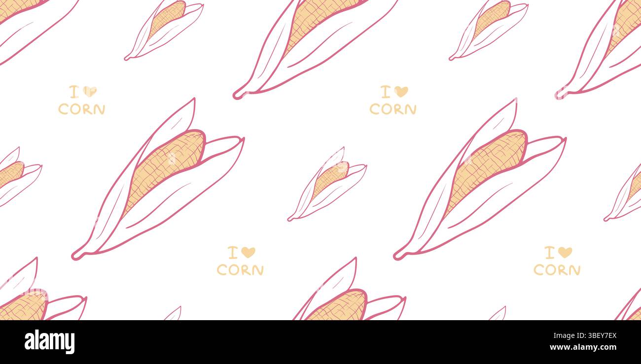 Ein nahtloses Gemüsemuster im handgezeichneten Doodle-Stil mit verschiedenen Gemüsesorten. Perfekt für digitale Hintergründe, Verpackungen, Geschenkpapier, Textil Stockfoto