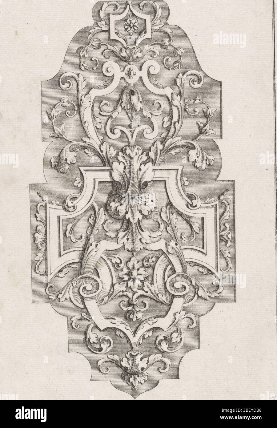 Niederlande, Bladornamenten, Niederlande, verso - gestempelt, Bladornamenten. Unten rechts nummeriert: 3., Druck, Ornamentdruck, Drucke, Höhe 207 mm, Breite 147 mm, Drucker, 1650 - 1700, Papier, Ätzen, Ätzen Stockfoto