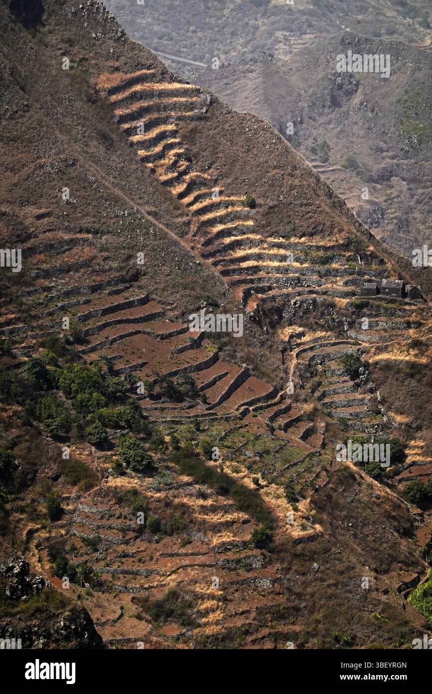 Die dramatische Landschaft im vulkanischen Hochland des nördlichen St. Antonius, Kap Verde Stockfoto