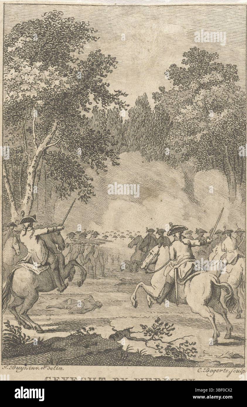 Buys, Jacobus, Nordholland, Bogerts, Cornelis, Kampf von Werwick, Schlacht von Wervik und die Verwundung des Prinzen, 1793, Untermarsch - Handschrift, Schlacht von Koalitionstruppen und der französischen Revolutionsarmee bei Wervik in Westflandern am 13. September 1793, in der Willem George Frederik, Prinz von Orange-Nassau, verwundet wird., Druck, Frederik Muller historische Platten, Höhe 110 mm, Breite 63 mm, 1745 - 1817-02-03, Druckerei, 1793 - 1795, Papier, Ätzen, Gravieren, Gravieren (Druckverfahren), 19.11.19.19.19.19.19.19.19.19.19.19.19.19.19.19.19.19.19.1810 1724 Stockfoto
