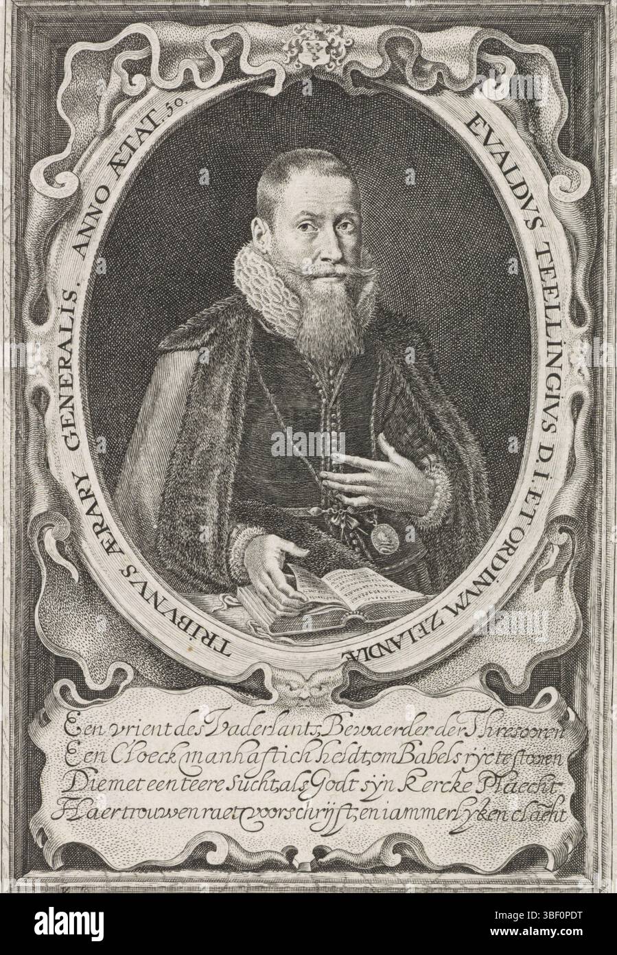 Antwerpen, Vorsterman, Lucas (I), Porträt von Eeuwoud Teellinck, Antwerpen, rückseitig links unten - gestempelt, Bürgermeister von Zierikzee, im Alter von 50 Jahren, Druck, Höhe 175 mm, Breite 120 mm, Zuid-Nederlands, 1595 - 1675, Druckerei, 1623 - 1623, Papier, Gravur, Gravur (Druckprozess) Stockfoto