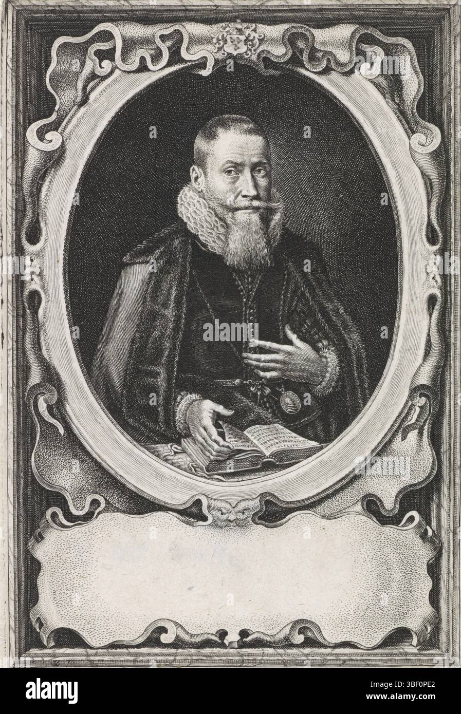 Antwerpen, Vorsterman, Lucas (I), Porträt von Eeuwoud Teellinck, Antwerpen, verso - gestempelt, Bürgermeister von Zierikzee, im Alter von 50 Jahren, Druck, Höhe 174 mm, Breite 118 mm, Zuid-Nederlands, 1595 - 1675, Druckerei, 1623 - 1623, Papier, Gravur, Gravur (Druckprozess) Stockfoto