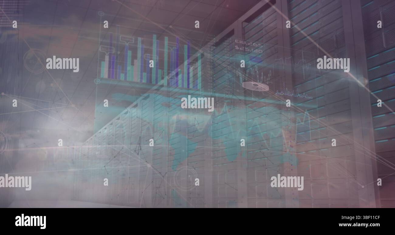 Bild der Verbindungen über Server Stockfoto