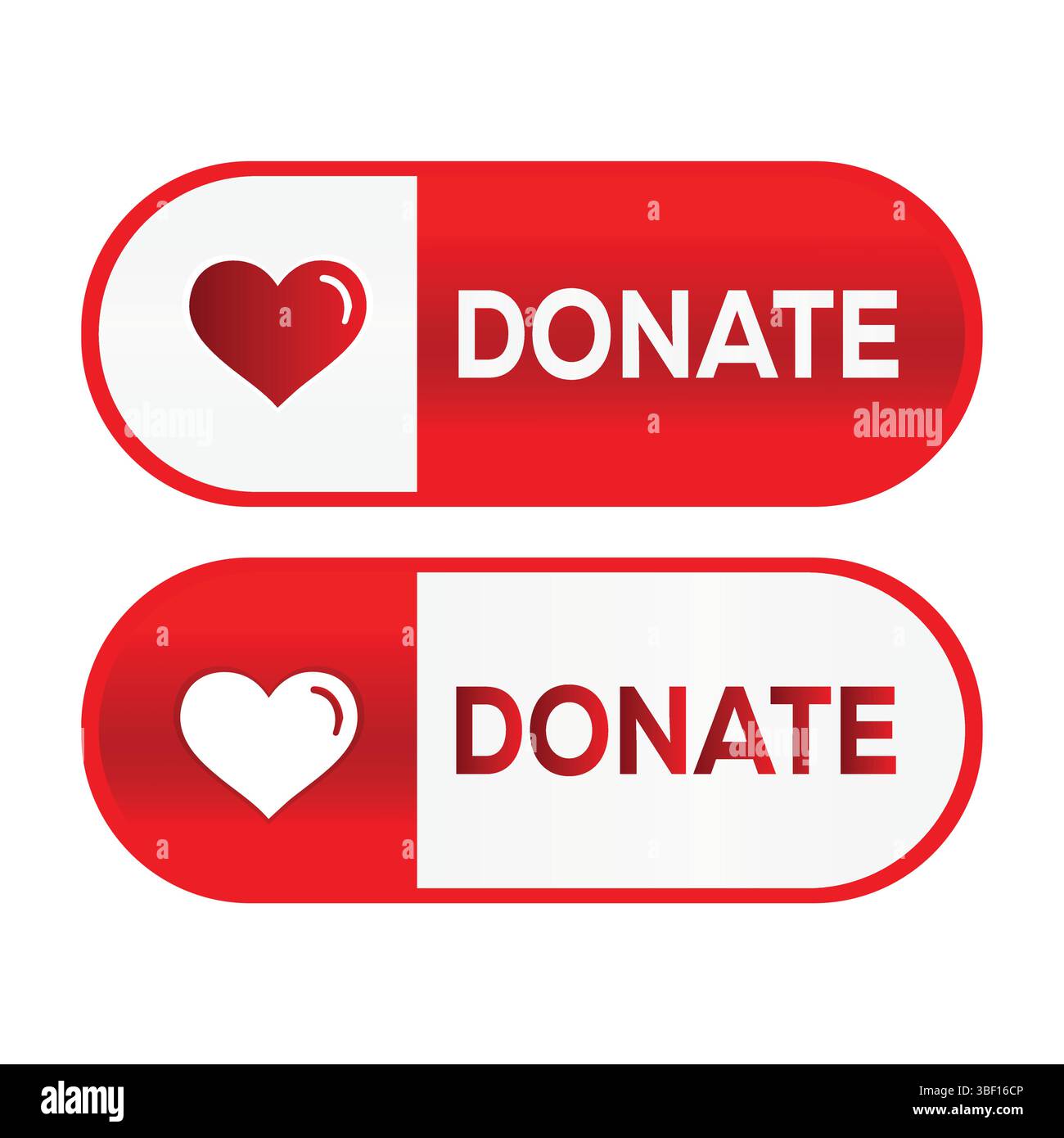 Rotes Spendensymbol mit Herzsymbol – WohltätigkeitsUI-Elementvektor Stock Vektor