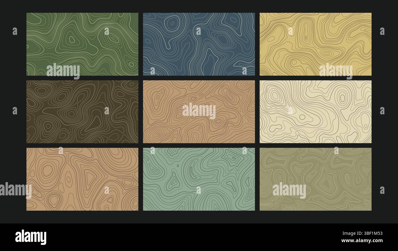 Abstraktes Topographisches Terrain Hintergrundset Stock Vektor