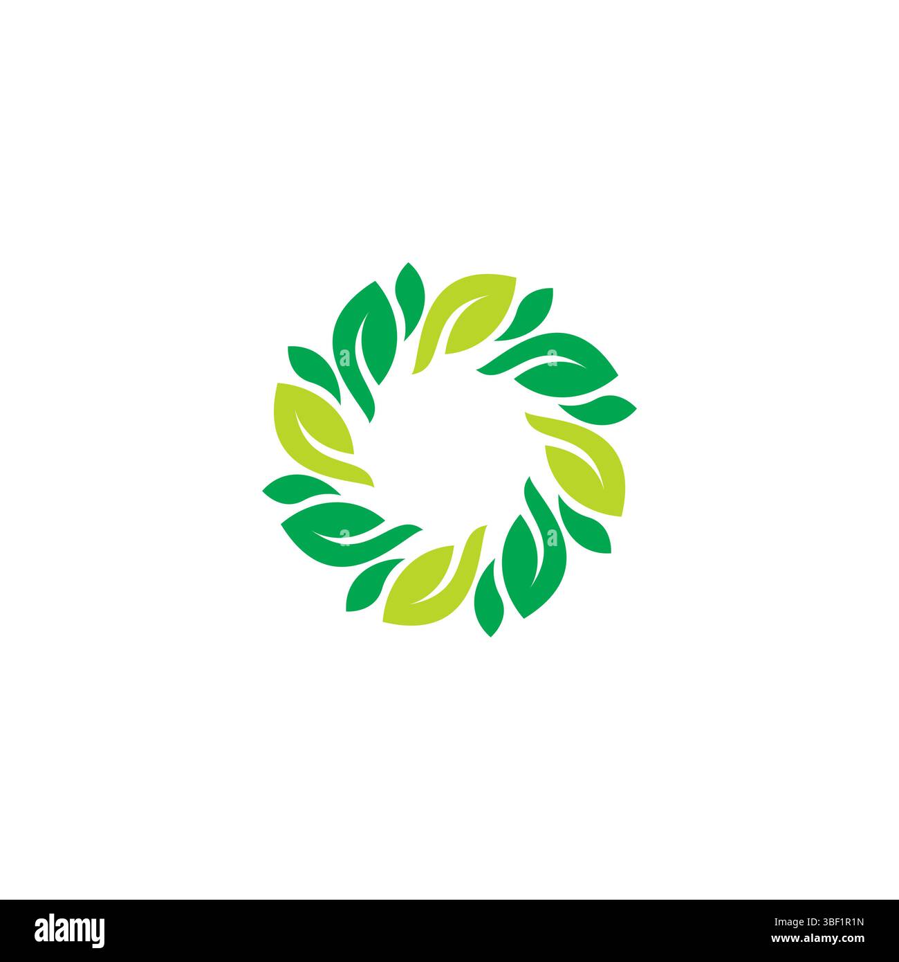 Runder Logo-Vektor Mit Blattmuster. Logo Mit Organischem Blatt Stock Vektor