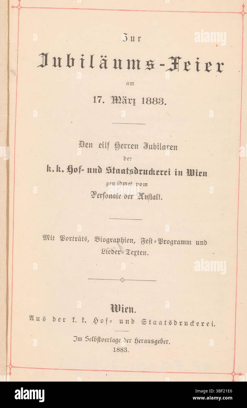 Zur Jubiläums-Feier am 17. März 1883, zur Jubiläums-Feier am 17. März 1883, Buch, Fotos, fotografische illustrierte Bücher, Höhe 150 mm, Breite 101 mm, Dicke 3 mm Stockfoto