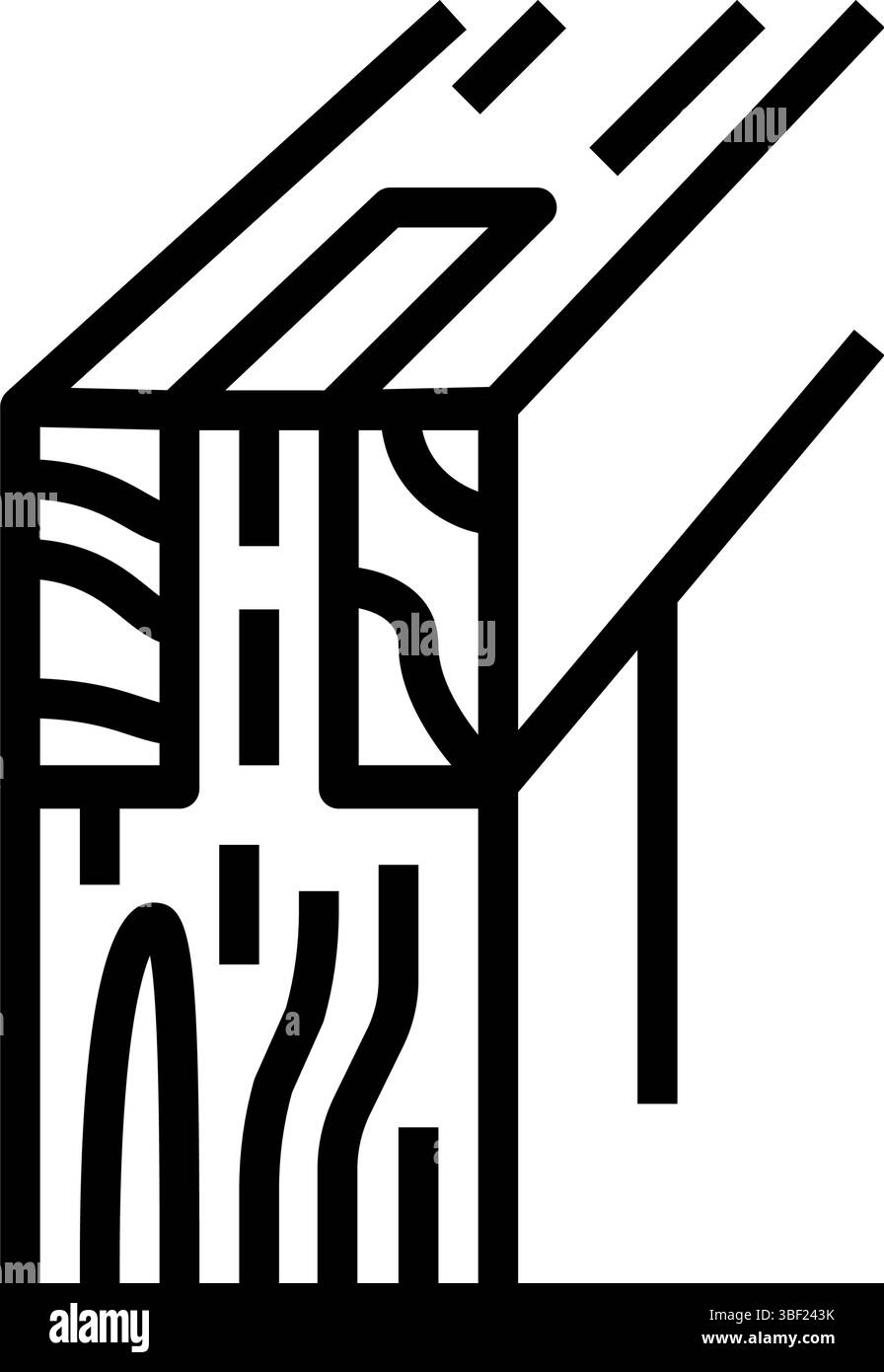 Verbinden von Holzrahmen Haus Linie Symbol Vektor Illustration Stock Vektor