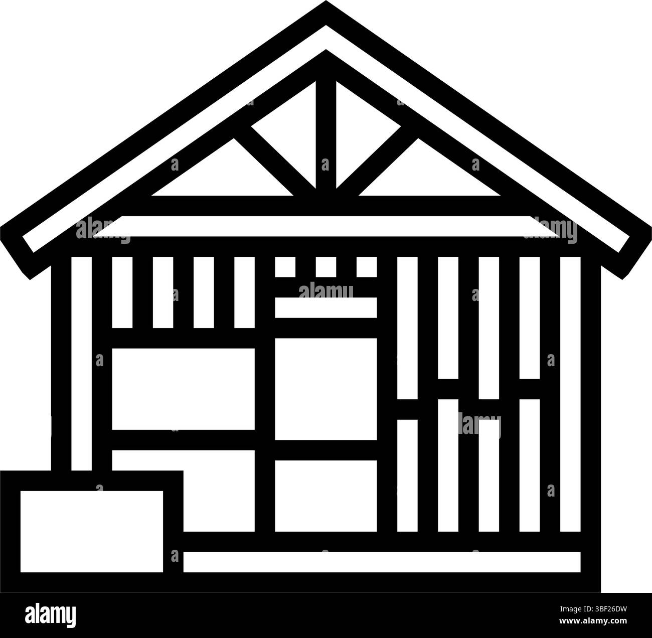 Seitenrahmen Holzrahmen Hauslinie Symbol Vektor Illustration Stock Vektor