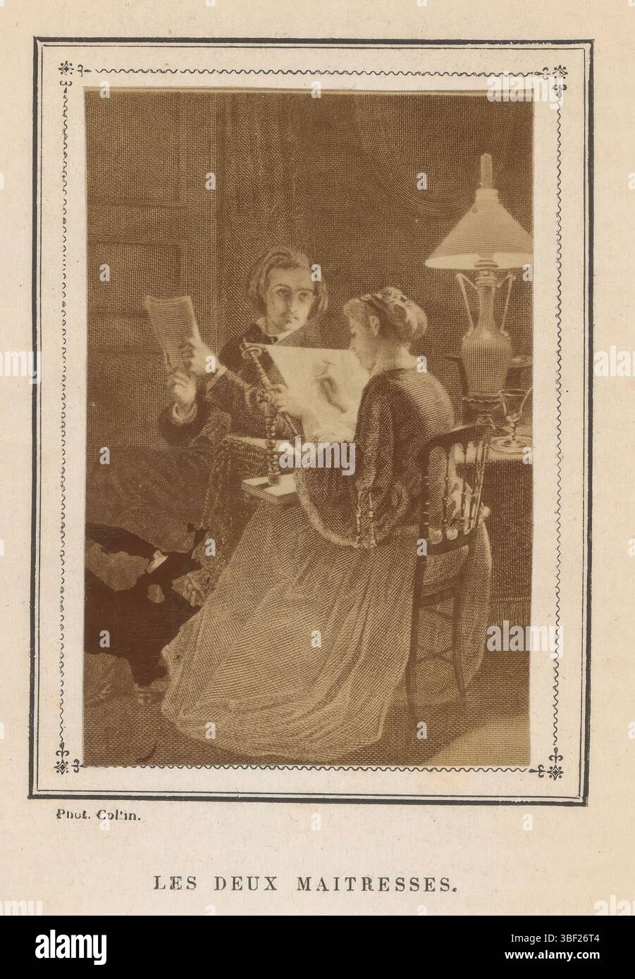 Collin, Fotoreproduktion Gravur 'Les deux Maitresses', Foto, Fotos, Höhe mm, Breite mm, Fotograf, 1855 - 1867, drittes Viertel des 19. Jahrhunderts, Albumindruck Stockfoto