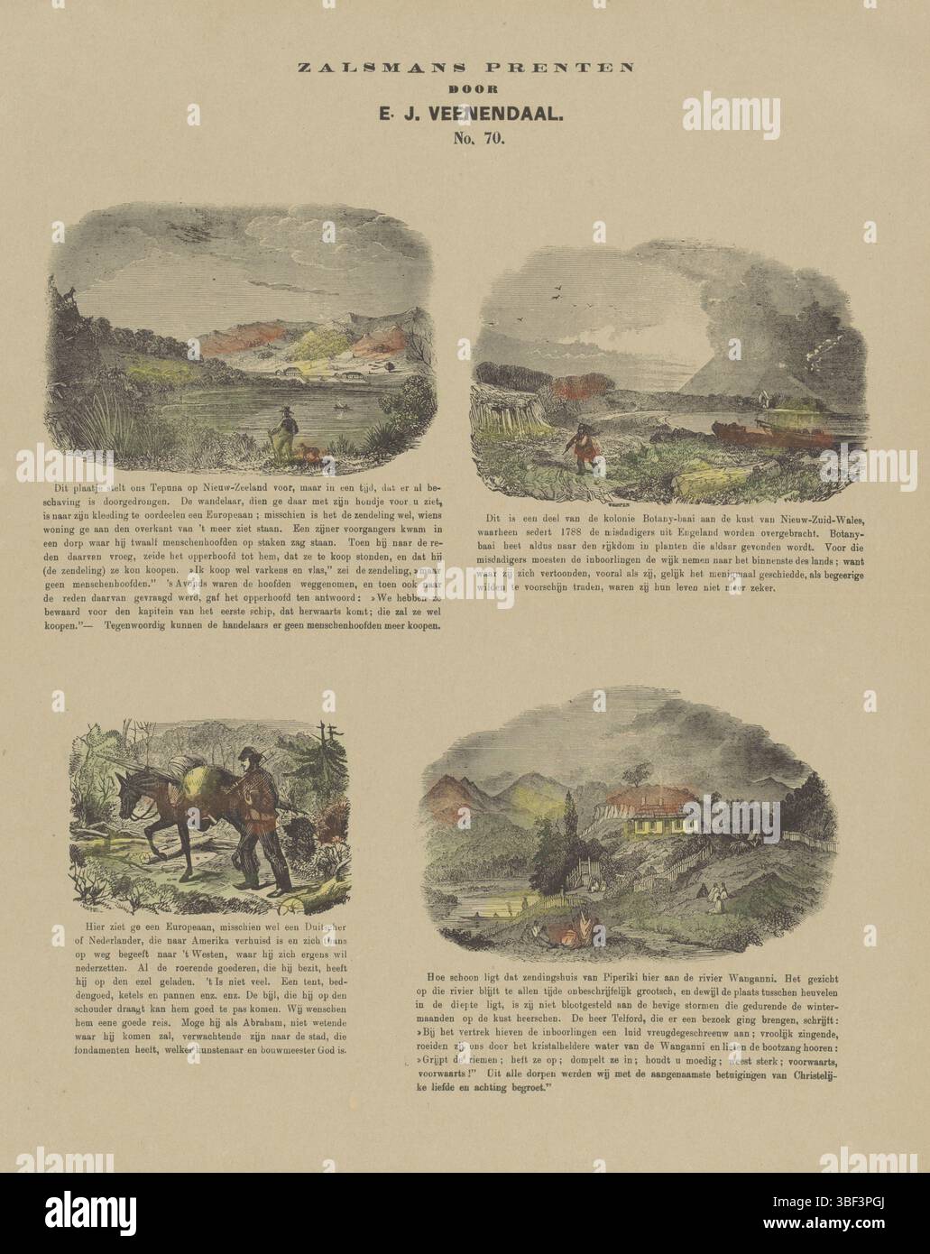 Europa, Europa, unbekannt, Niederlande, Veenendaal, E.J., Kampen, Zalsman, Gerhardus Philippus, Zalmans Drucke, Gesichter Amerikas, Neuseelands und Kanadas, rückseitig gestempelt, Blatt mit 4 Bildern von Gesichtern Amerikas, Neuseelands und Kanadas. Unter jedem Bild eine Beschriftung. Nummeriert Mitte oben: Nr. 70., Druck, Folk Prints, Drucke, Höhe 427 mm, Breite 345 mm, Publikation (Ereignis), Publikation, Niederländisch, 1834 - 1910, Verlag, 1869 - 1882, Papier, Holzstich, Farben, Buchdruck, Buchdruck, - 1930, Redakteur, Druckerei, Druckmaschine Stockfoto