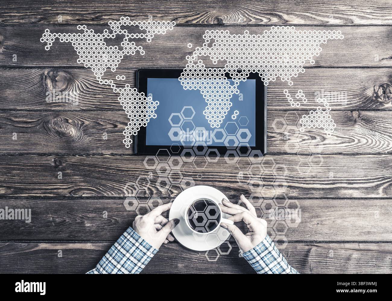 Konzept der sozialen Kommunikation und Vernetzung mit Medien-Benutzeroberfläche Stockfoto