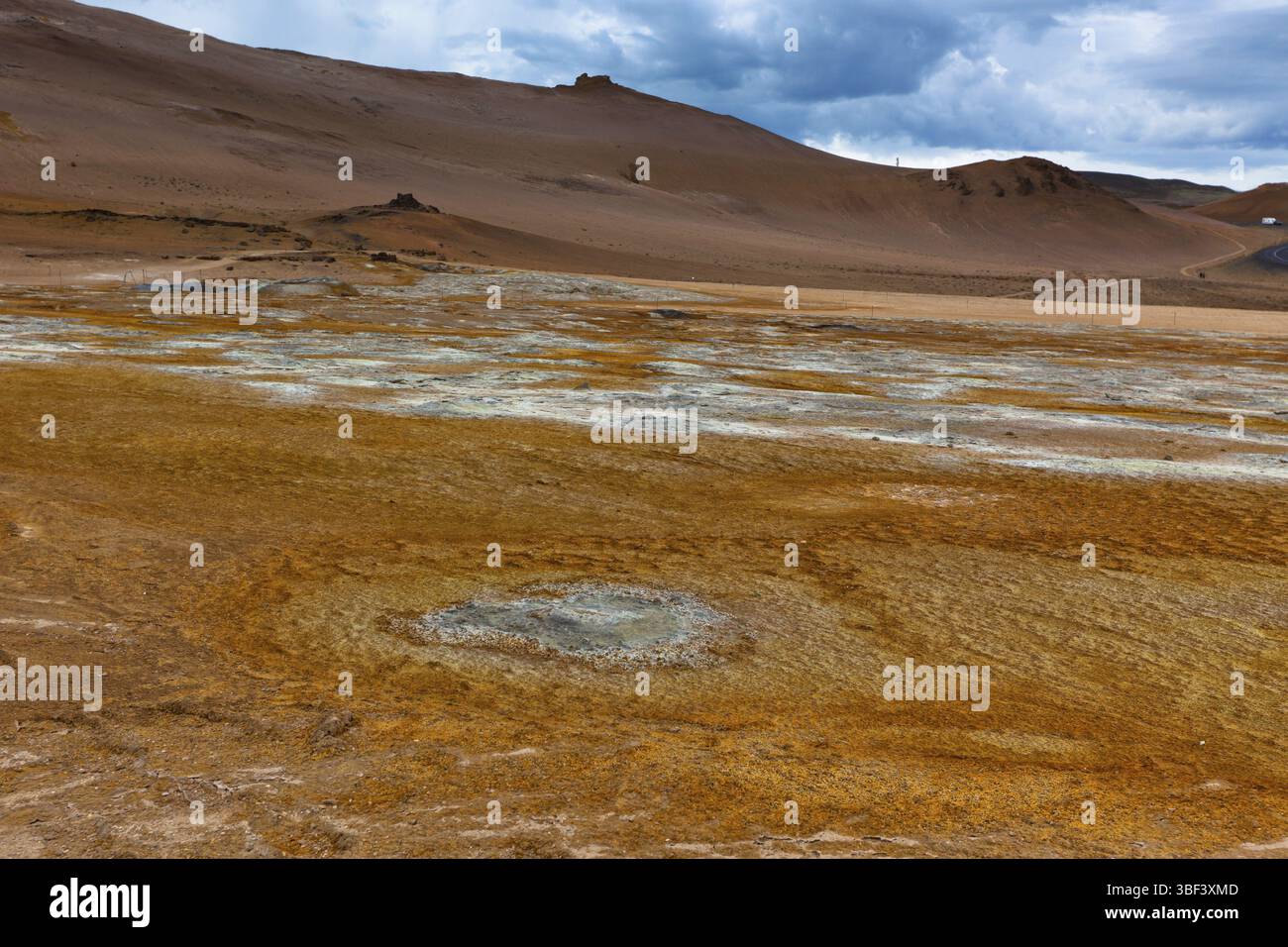 Wüste in der geothermischen Gebiet Hverir, Island. Horizontalen Schuss Stockfoto