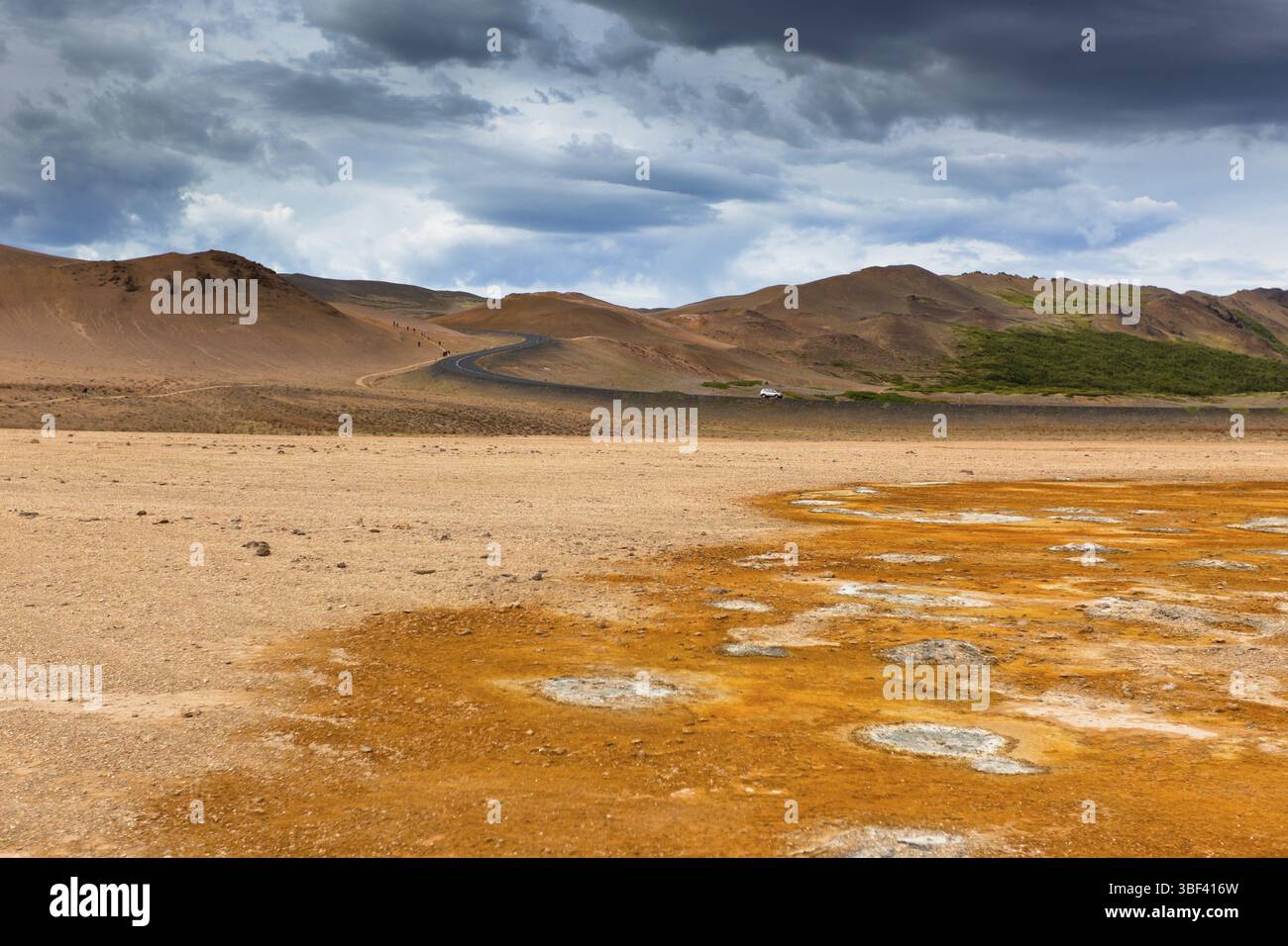 Namafjall, eine geothermische Gebiet mit Schwefelfelder in Island. Horizontalen Schuss Stockfoto