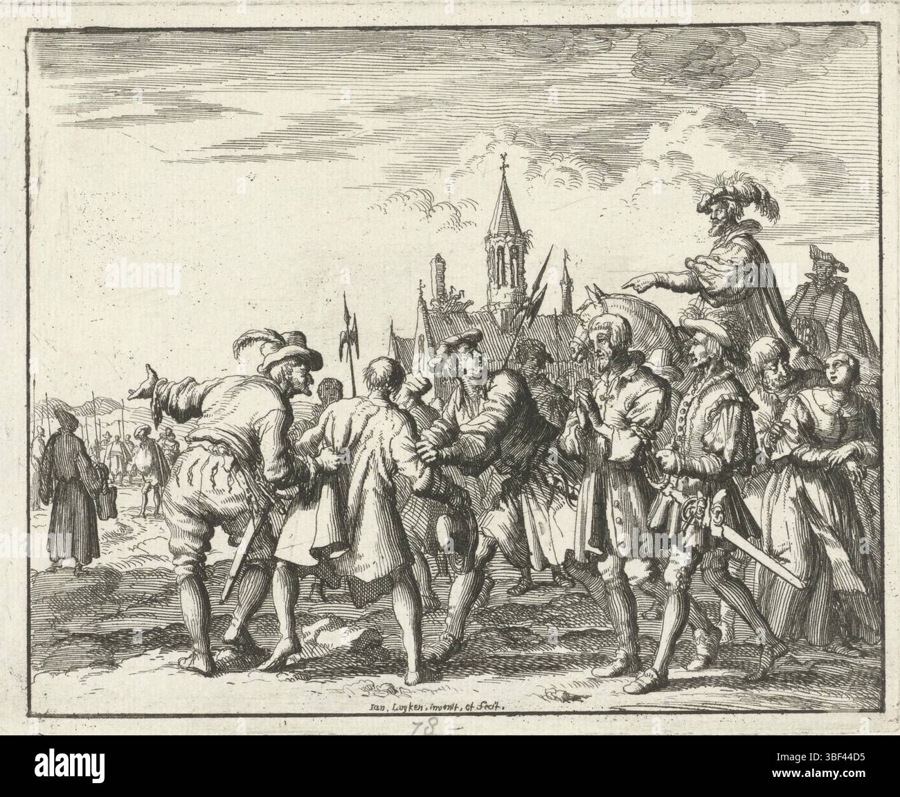 Amsterdam, Oossaan, Aart Dircksz., Amsterdam, Wybrants, Sander, Swart, Witwe Steven, Blom, Joannes, Bergh, Herman van den, Deyster, Jacobus van der, Luyken, Jan, Recto - Handschrift in Bleistift, Druck, Buchabbildung, Drucke, Matthijs Servaes in Köln zum Scavot Feed, 1565, rückwärts - gestempelt, 78, Höhe 116 mm, Breite 144 mm, Noord-Nederlands, 16.04.1649 - 1712-04-05, Druckerei, Druckerei, 1685 - 1685, Papier, Ätzen, Ätzen, Werkkonzeption, nach eigenem Entwurf, Publikation (Event), Publikation, Publishing, E.. Stockfoto