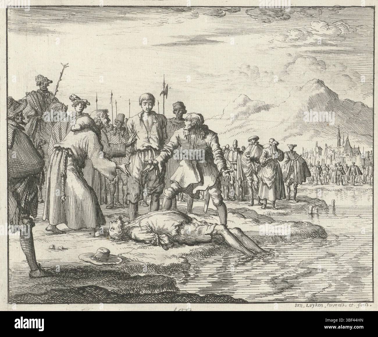 Amsterdam, Oossaan, Aart Dircksz., Amsterdam, Wybrants, Sander, Swart, Witwe Steven, Blom, Joannes, Bergh, Herman van den, Deyster, Jacobus van der, Luyken, Jan, Verso - gestempelt, gedruckt, Buchabbildung, Drucke, Hendrik Sumer, Baden Ertrunken, 1582, 100, Recto - Handschrift in Bleistift, Höhe 119 mm, Breite 142 mm, Noord-Nederlands, 16. 04. 1649 - 1712-04-05, Druckmaschine, Druckmaschine, 1685 - 1685, Papier, Ätzen, etsen, Werkkonzeption, 1649-04-04-05, nach eigenem Entwurf, Publikation (Event), Publikation, Herausgeber, Publikation (Event, Eher usw. Stockfoto