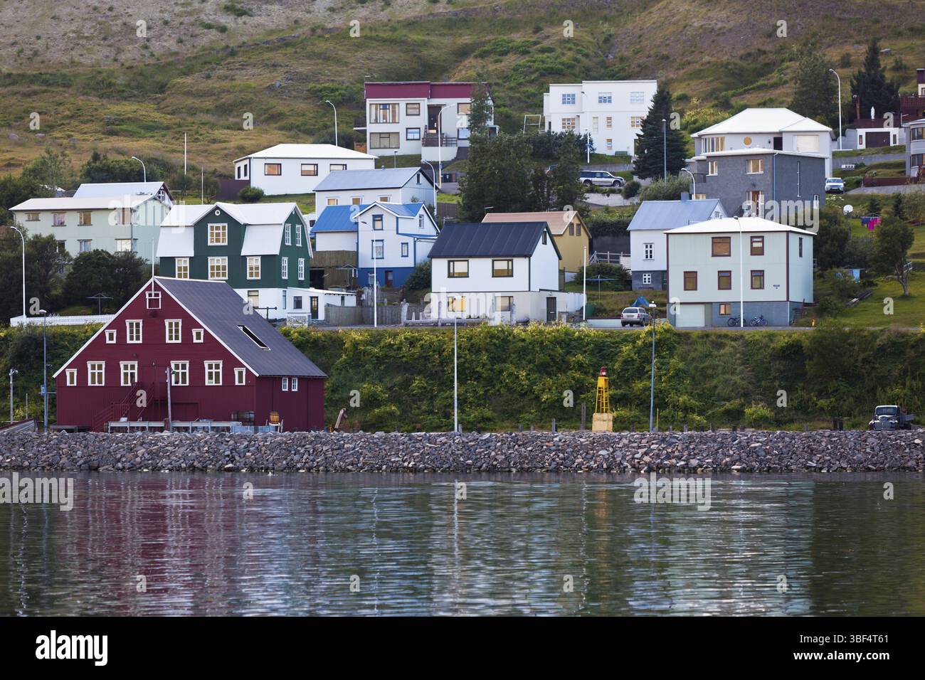 Die Stadt Siglufjordur, den nördlichen Teil von Island. Horizontalen Schuss Stockfoto